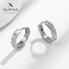 Серьги-кольца XUPING мини, d=1,3 см, цвет белый в серебре