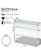 Витрина настольная, 2 наклонные полки, 800×300×700 мм, ЛДСП, стекло, белая 10120579