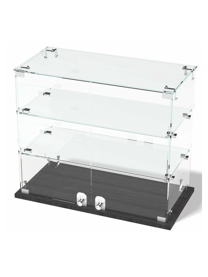 Витрина настольная, 2 полки, 600×300×500 мм, ЛДСП, стекло, серая - Фото 1