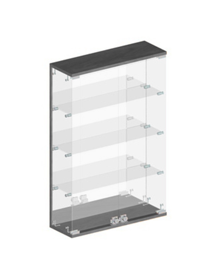 Витрина настенная, 3 полки, 600×200×900 мм, ЛДСП, стекло серая - Фото 1