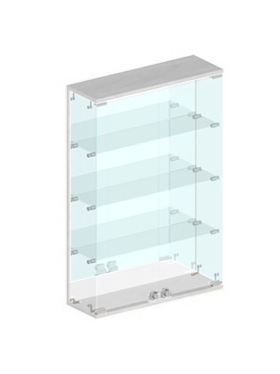 Витрина настенная, 3 полки, 600×200×900 мм, ЛДСП, стекло, белая
