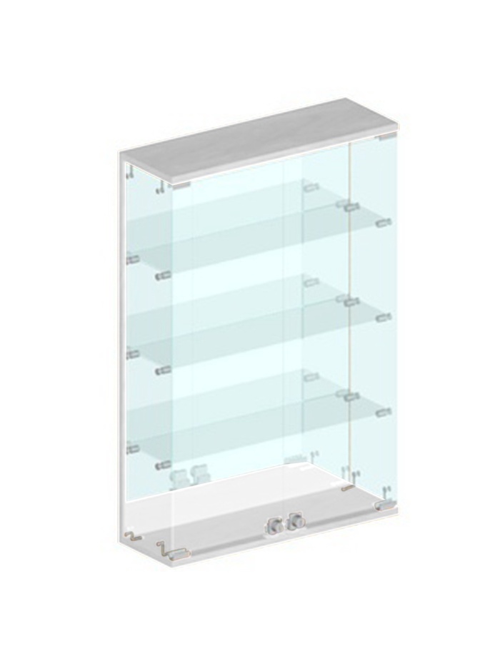 Витрина настенная, 3 полки, 600×200×900, ЛДСП, стекло белая - Фото 1