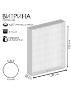 Витрина настенная, 6 полок, 1000×200×1200 мм, ЛДСП, стекло белая 10120657