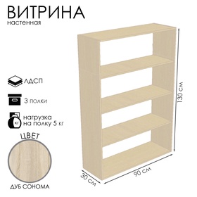 {{photo.Alt || photo.Description || 'Витрина настенная, 3 полки, 900×300×1300, ЛДСП, цвет дуб сонома'}}