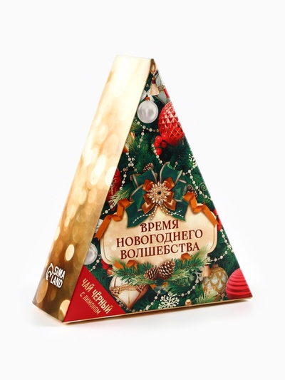 Чай новогодний чёрный «Время волшебства», с лимоном, в коробке-ёлке, 100 г