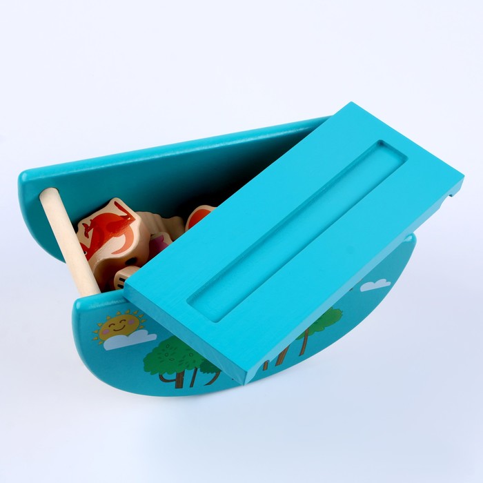Детская деревянная игрушка 2 в1 балансир + шнуровка «Зверята» 18 × 9,5 × 10 см