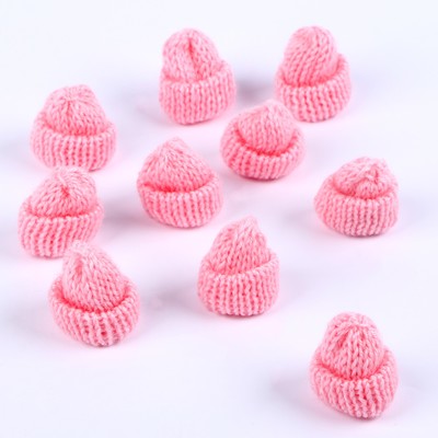 Шапка для игрушек вязаная, набор 10 шт., розовая