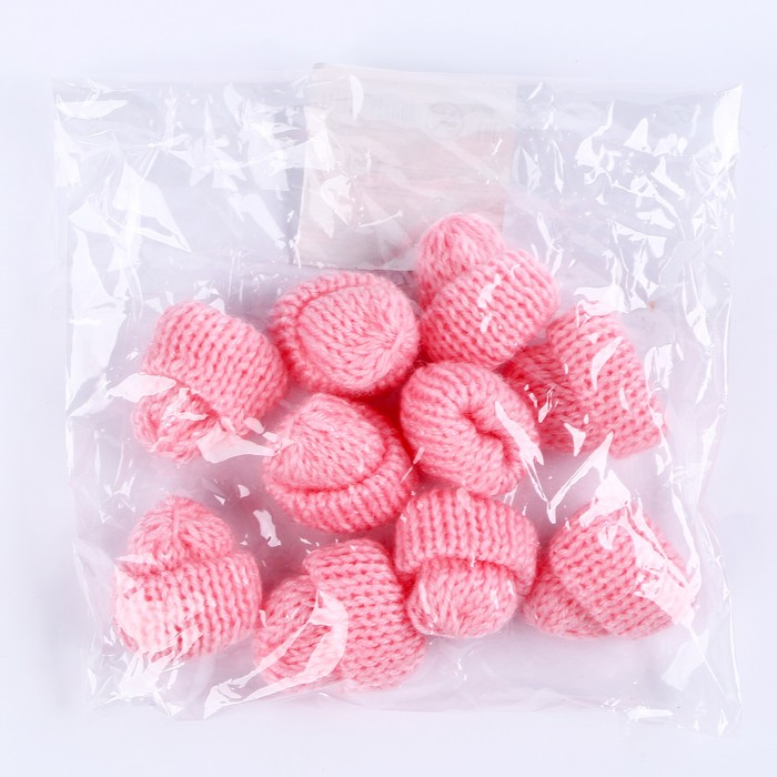 Шапка для игрушек вязаная, набор 10 шт., цвет розовый - фото 1928343120