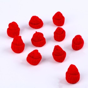 Шапка для игрушек вязаная, набор 10 шт., цвет красный