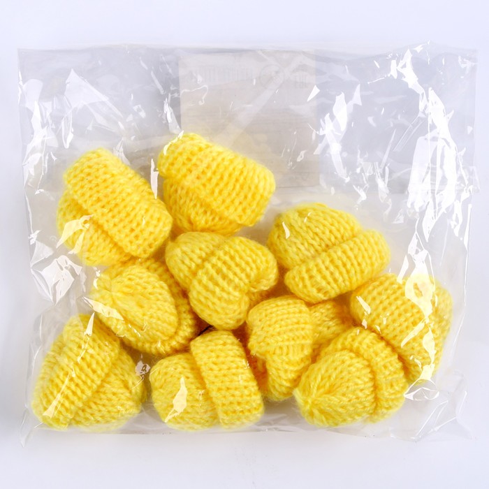 Шапка для игрушек вязаная, набор 10 шт., цвет жёлтый, размер 1 шт. — 3 × 4 см - фото 1928343136