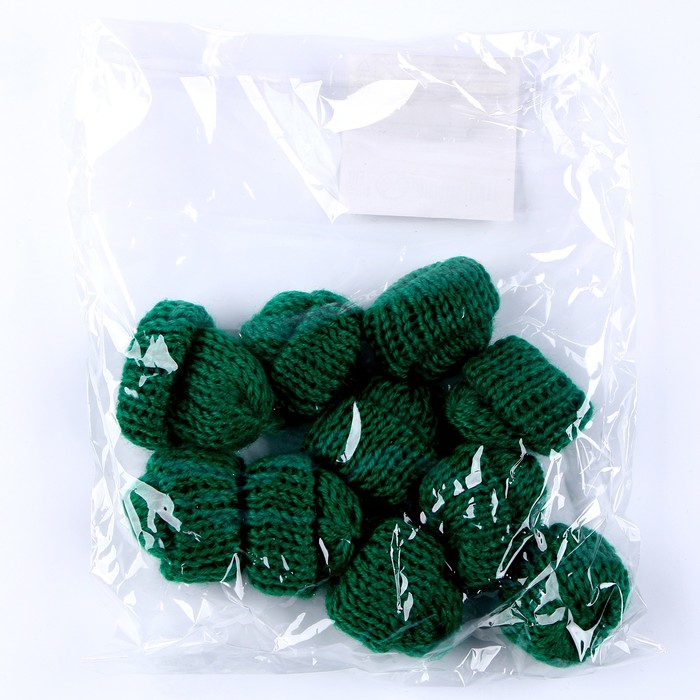 Шапка для игрушек вязаная, набор 10 шт., цвет зелёный - фото 1907889948