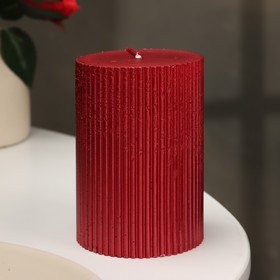 Свеча "Рельеф", 7×10см, красный металли