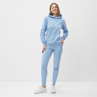 Костюм с начёсом женский (толстовка, брюки) Tusi, размер 50, голубой