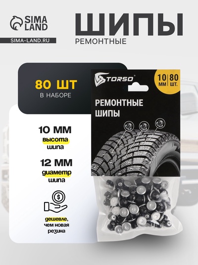 Ремонтные шипы TORSO, 12-10-2ТРА, 10 мм, 80 шт.