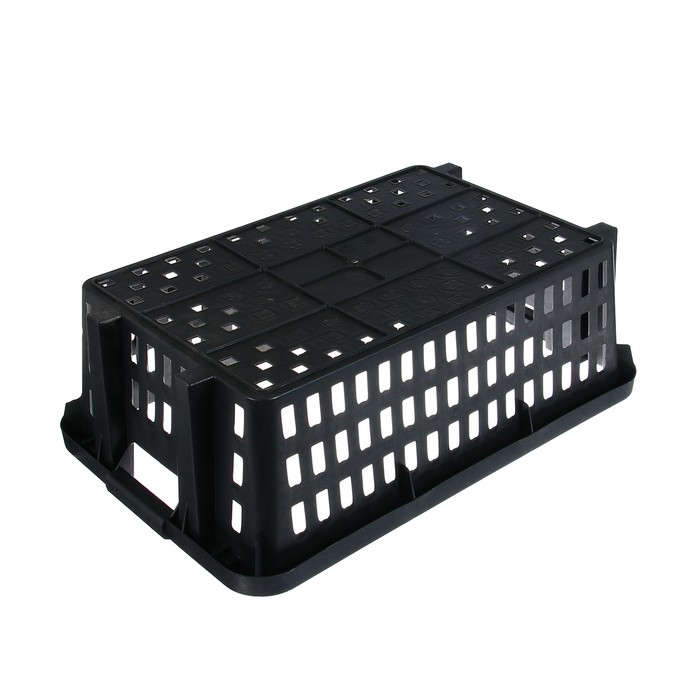 Ящик универсальный, пластиковый, 60 × 40 × 20 см, на 30 кг, чёрный