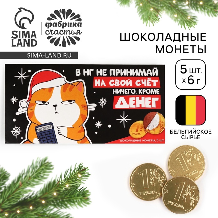 

Шоколадные монеты в конверте «Ничего, кроме денег», 42 г.