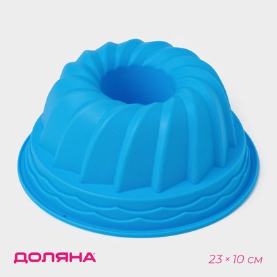 Форма для выпечки Доляна «Немецкий кекс. Заварное печенье», силикон, 23×10 см, синяя