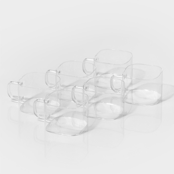 Набор стеклянных банок для сыпучих продуктов «Тури», 8 предметов: 6 банок 300 мл, ложка, бамбуковый ящик