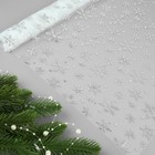 Фатин со снежинками, с тиснением, 155 см, 11 ± 1 г/кв.м, 0,91 ± 0,1 м, цвет белый/серебряный