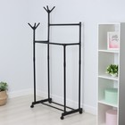 Вешалка - стойка напольная для одежды LaDо́m, с полкой для обуви, двойная, 80×42×156 см, чёрная - Фото 2