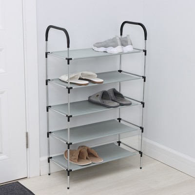 Полка для обуви LaDо́m, 5 ярусов, 60×30×102 см, серая