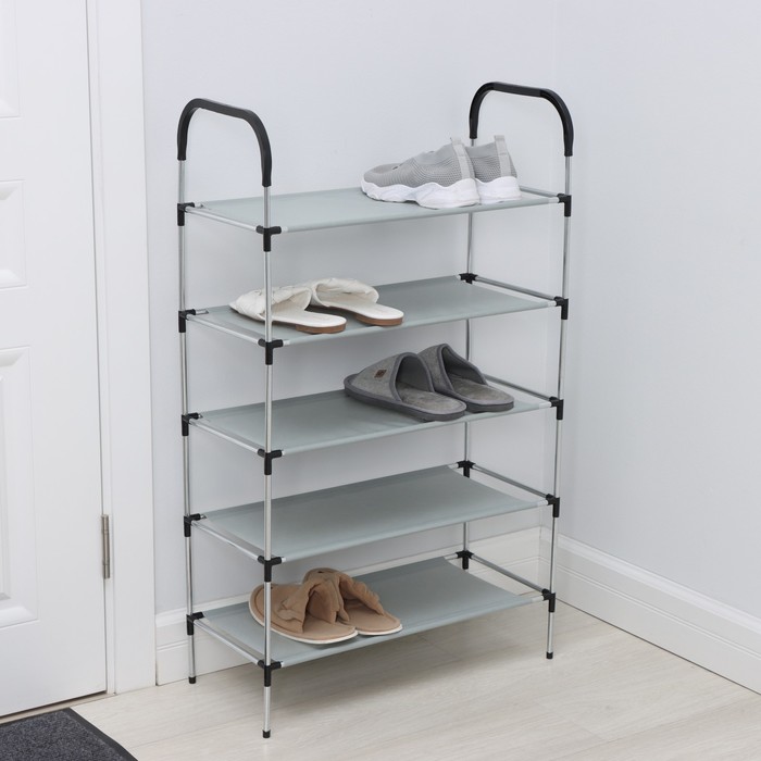 Полка для обуви LaDо́m, 5 ярусов, 60×30×102 см, серая - Фото 1