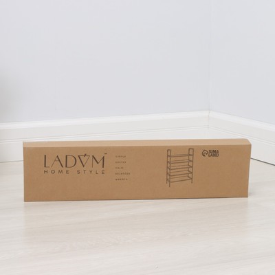 Полка для обуви LaDо́m, 5 ярусов, 60×30×102 см, серая