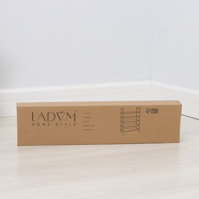 Полка для обуви LaDо́m, 5 ярусов, 60×30×102 см, цвет серый - фото 1909354803