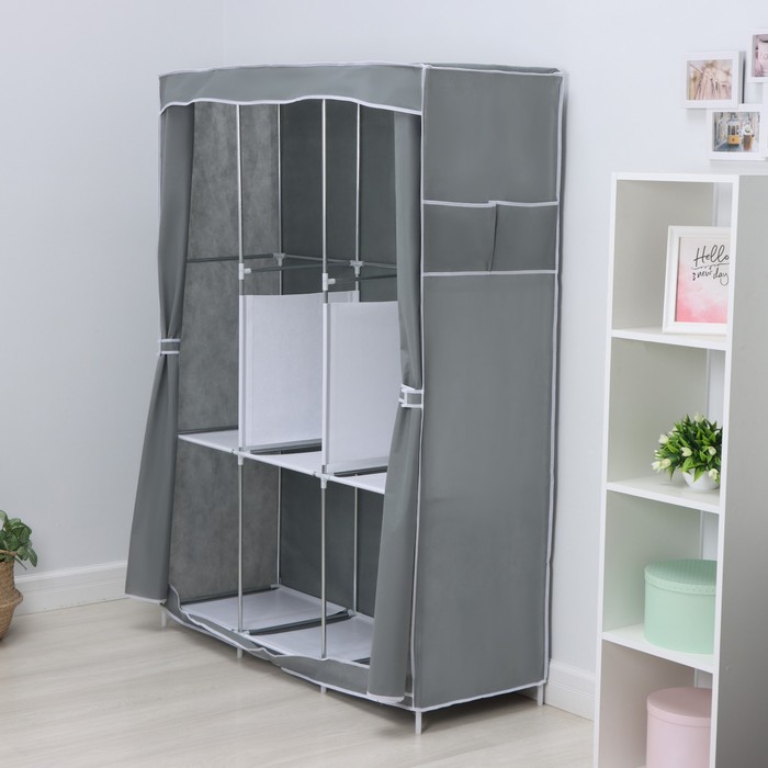 Шкаф тканевый каркасный, складной LaDо́m, 125×45×168 см, цвет серый