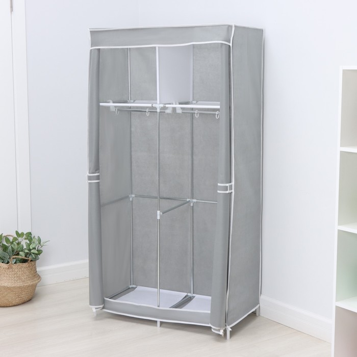 Шкаф тканевый каркасный, складной LaDо́m, 83×45×160 см, цвет серый