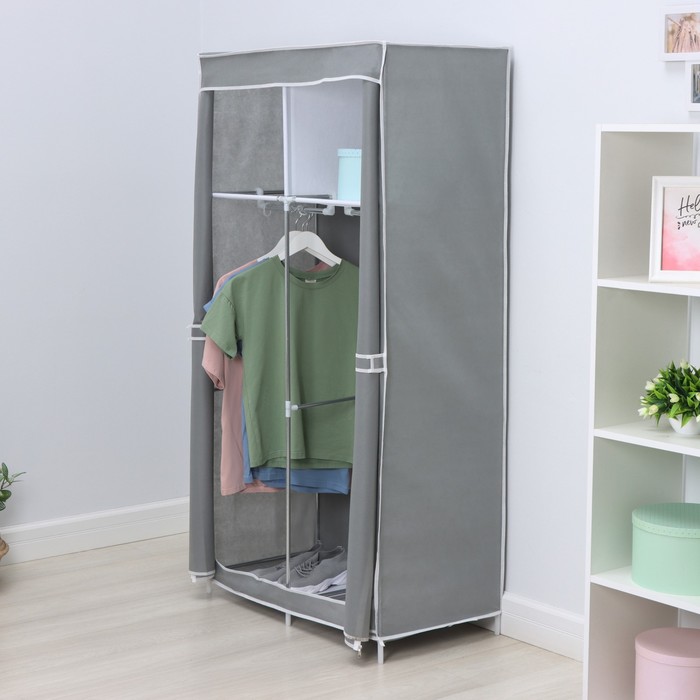 Шкаф тканевый каркасный, складной LaDо́m, 83×45×160 см, цвет серый