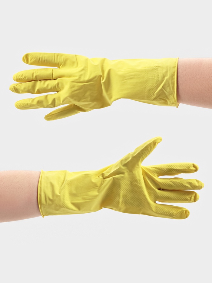Перчатки хозяйственные Доляна, размер S, ХБ напыление, латексные, жёлтые - Фото 1
