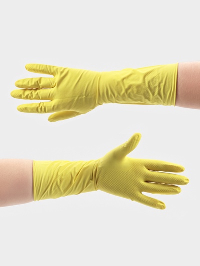 Перчатки хозяйственные Доляна, размер M, ХБ напыление, латексные, жёлтые