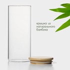 Банка стеклянная для сыпучих продуктов с бамбуковой крышкой BellaTenero «Эко», 900 мл, 8,5×20,5 см - Фото 2