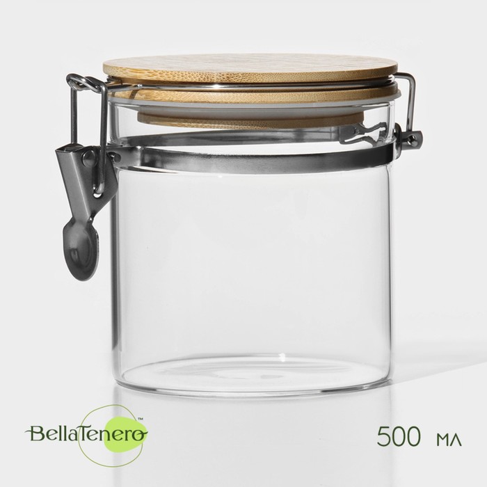 Банка стеклянная для сыпучих продуктов с бугельным замком BellaTenero «Эко», 500 мл, 10×10,3 см - Фото 1