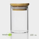 Баночка стеклянная для специй с бамбуковой крышкой BellaTenero «Эко», 100 мл, 5×8 см - фото 295805646