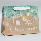 Пакет крафтовый горизонтальный «Счастья в Новом году», MS 23 х 18 х 10 см, Новый год - фото 320699021