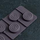 Форма для леденцов Доляна «Леденец», силикон, 9.5×24 см, 6 ячеек (8.2×3.9 см), с палочками, МИКС - Фото 4