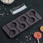 Форма для леденцов Доляна «Леденец», силикон, 9.5×24 см, 6 ячеек (8.2×3.9 см), с палочками, МИКС - Фото 6