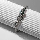 Браслет металл «Змея», цвет зелёный в серебре, L=16 см - Фото 2