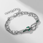 Браслет металл «Змея», цвет зелёный в серебре, L=16 см - Фото 4