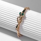 Браслет металл «Змея», цвет зелёный в золоте, L=16 см - Фото 2