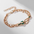 Браслет металл «Змея», цвет зелёный в золоте, L=16 см - Фото 4