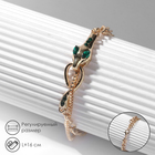 Браслет металл «Змея», цвет зелёный в золоте, L=16 см - Фото 1