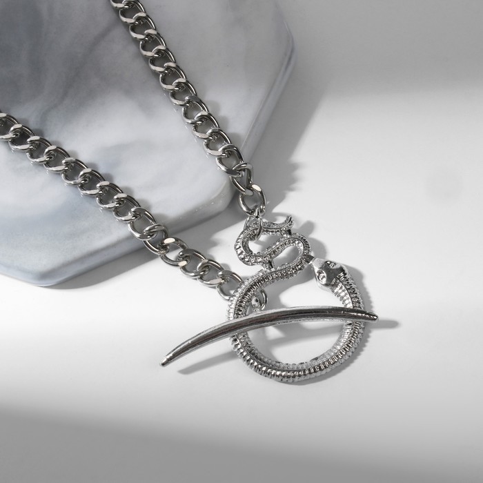 Кулон «Змея» на ветке, цвет серебро, L=45 см - Фото 1
