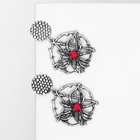 Серьги «Пауки», цвет красный в чернёном серебре - Фото 5