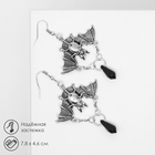 Серьги «Летучие мыши с цепями», цвет чернёное серебро - фото 9905655