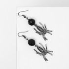 Серьги пластик «Пауки», с бусиной, чёрно-серые в серебре - Фото 5