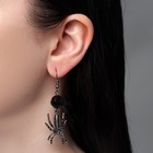 Серьги пластик «Пауки», с бусиной, чёрно-серые в серебре - Фото 3
