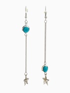 Серьги под натуральный камень «Звёзды» бирюза, голубые в серебре - Фото 1